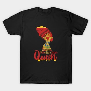 Montenegrin Queen Montenegro Flag Afro Roots T-Shirt